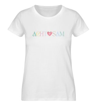 T-Shirt ACHTSAM Regenbogen, Damen, Druck