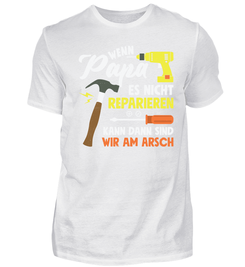 T-shirt Humour "Wenn Papa Es Nicht Reparieren Kann" - Cadeau Père - Noir - Taille M - 100% Coton